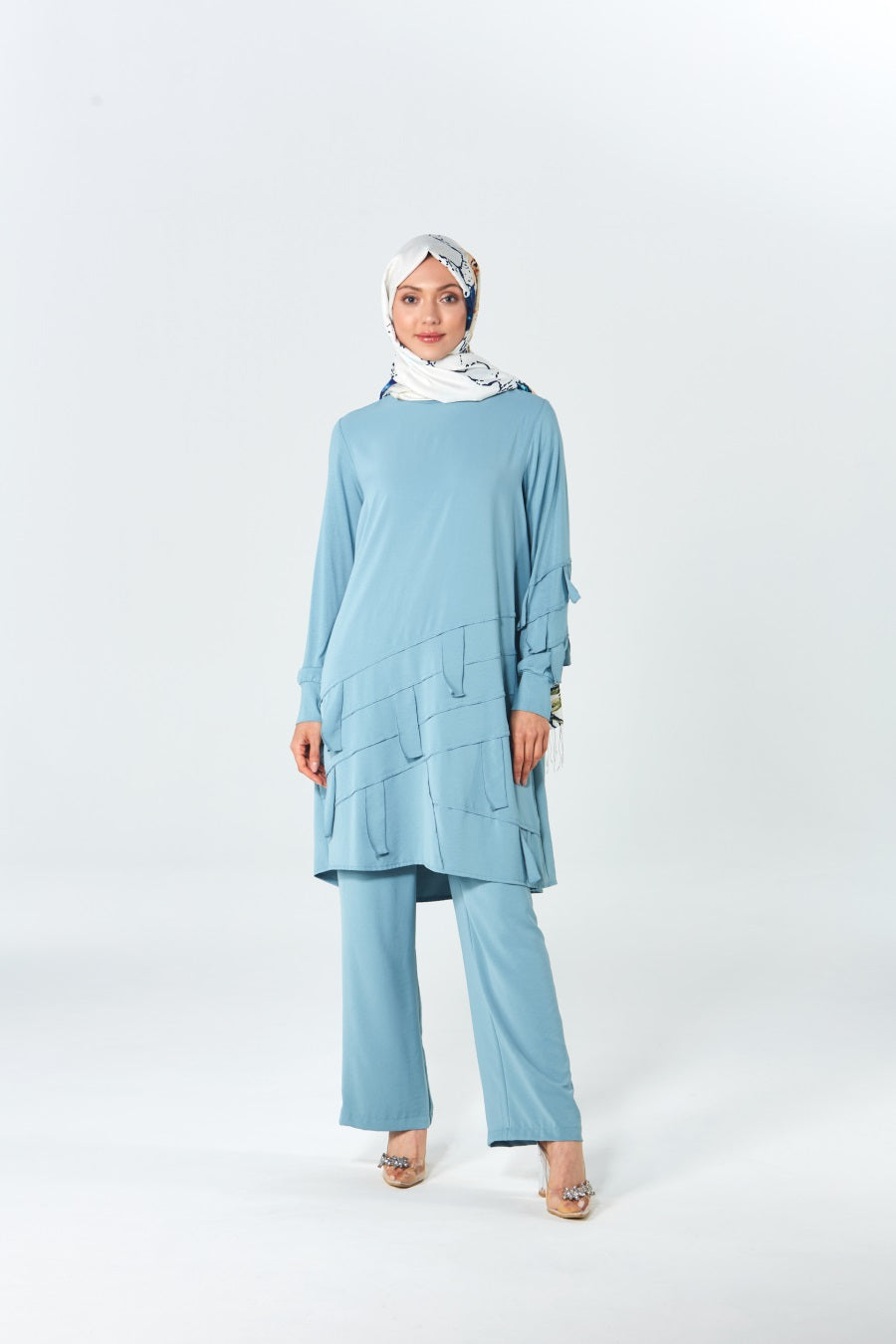 Çapraz Şeritli Tunik Pantolon Takım