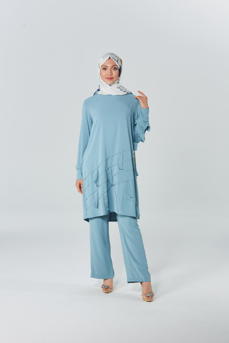 Çapraz Şeritli Tunik Pantolon Takım