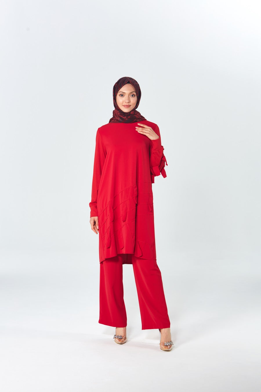 Çapraz Şeritli Tunik Pantolon Takım