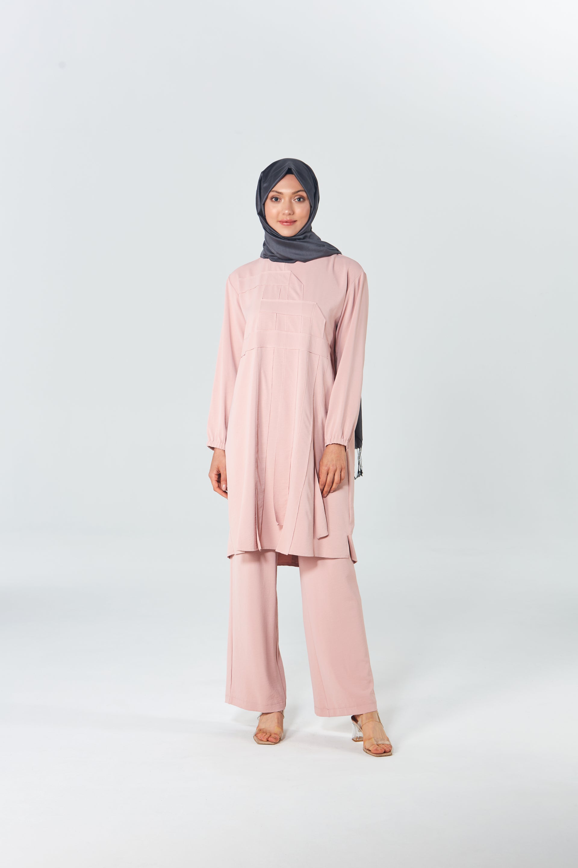 Geometrik Detaylı Tunik Pantolon Takım