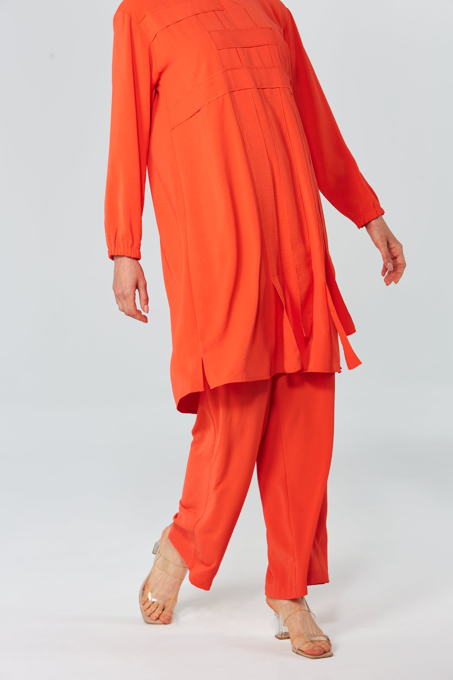 Geometrik Detaylı Tunik Pantolon Takım