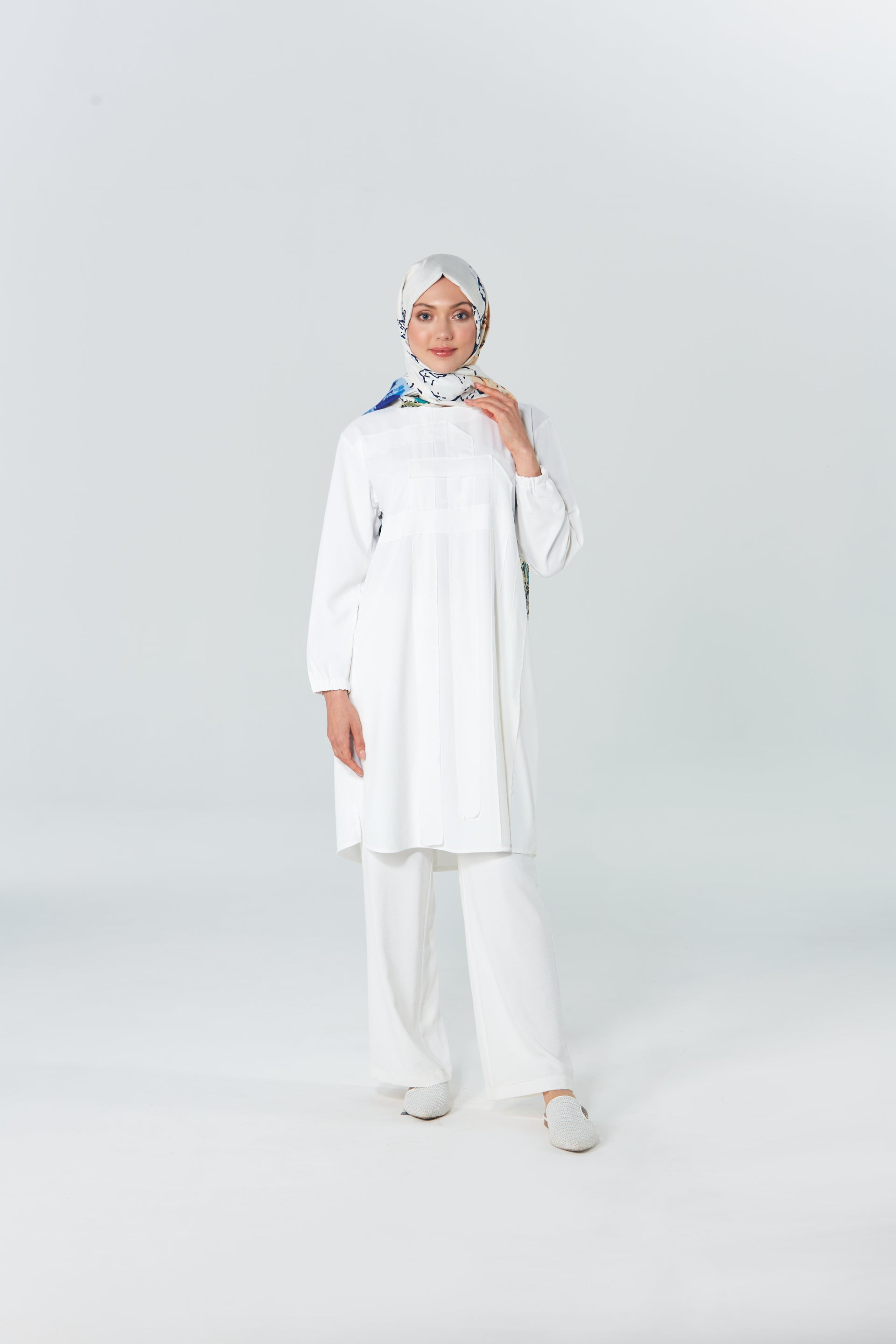 Geometrik Detaylı Tunik Pantolon Takım