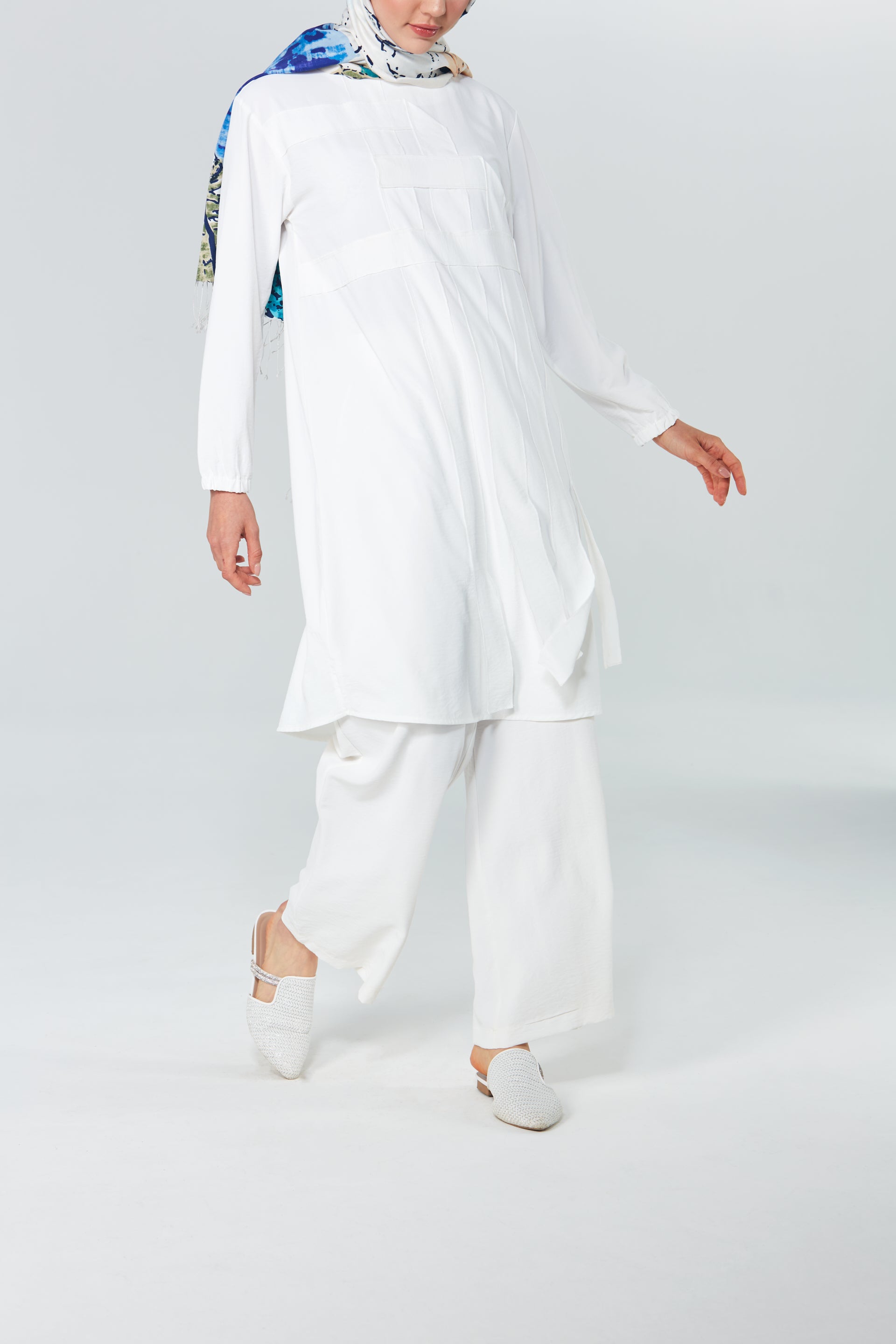 Geometrik Detaylı Tunik Pantolon Takım
