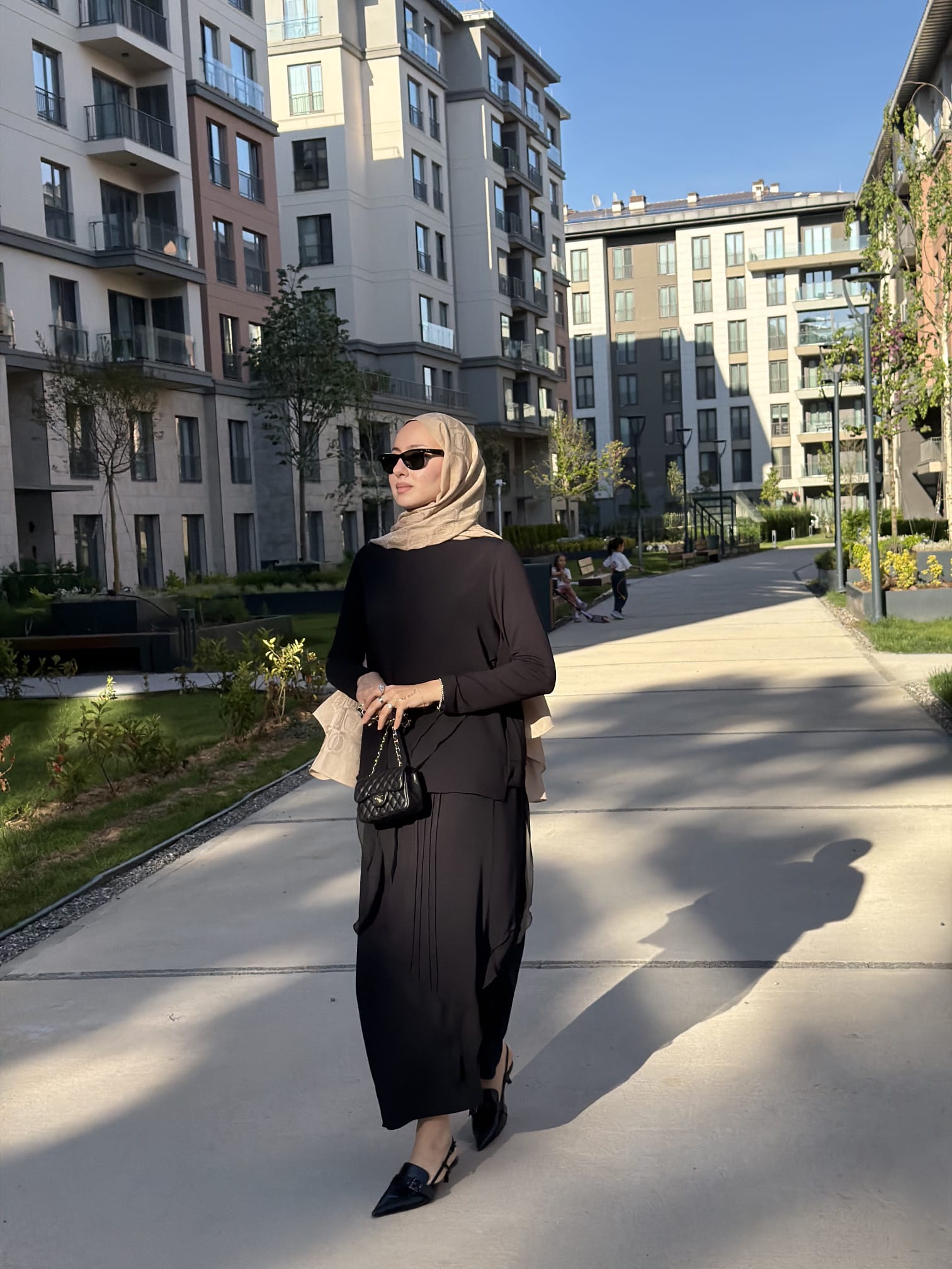 Şifon Detaylı Etek Bluz Takım