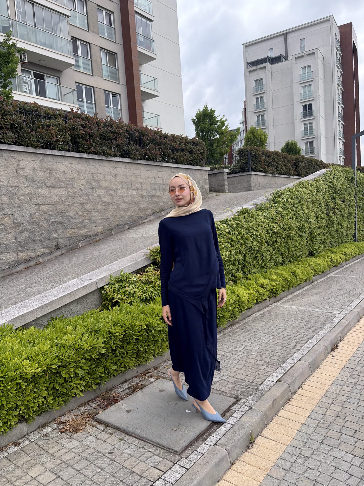 Şifon Detaylı Etek Bluz Takım