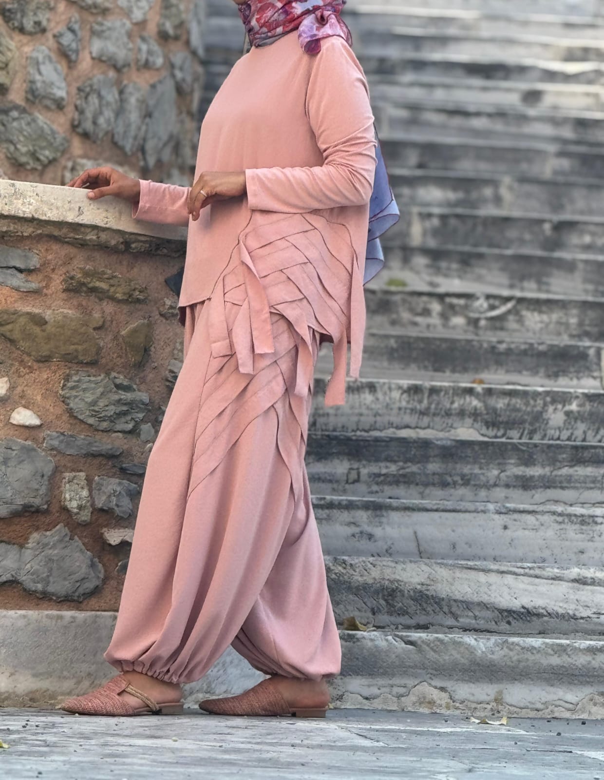 Verev Şerit Detaylı Şalvar Takım