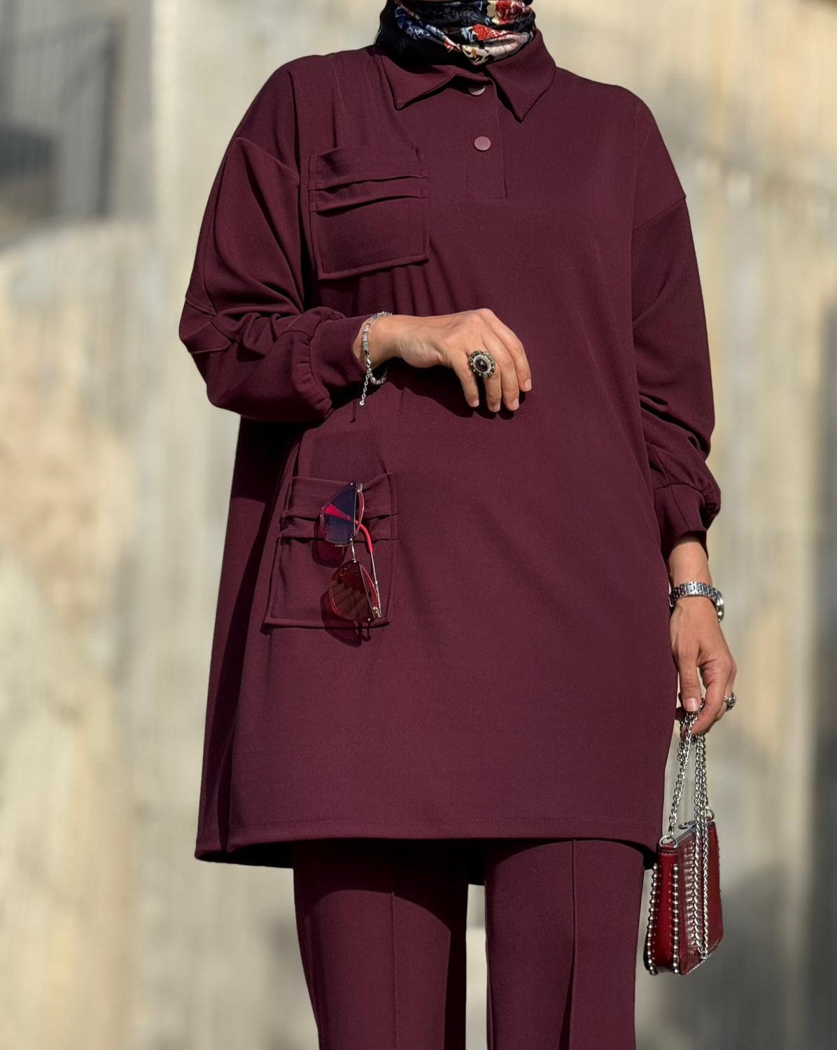 Cep Detaylı Tunik Pantolon Takım