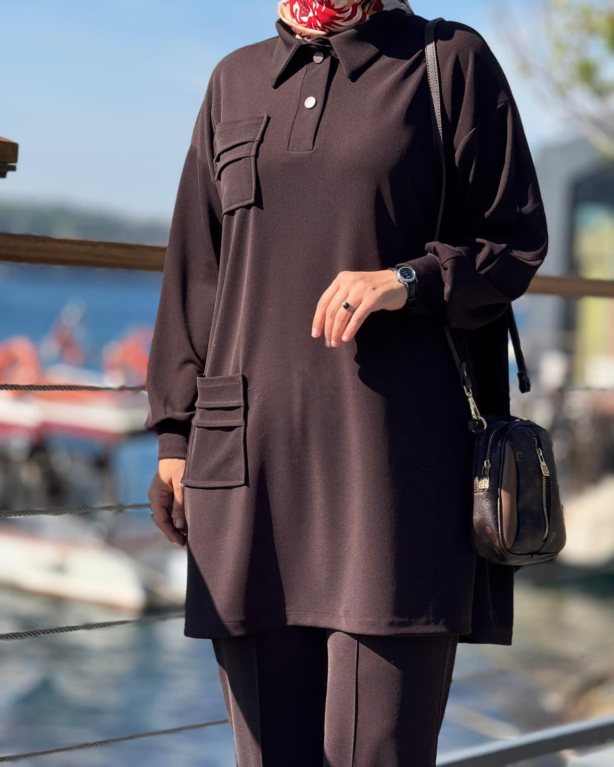 Cep Detaylı Tunik Pantolon Takım
