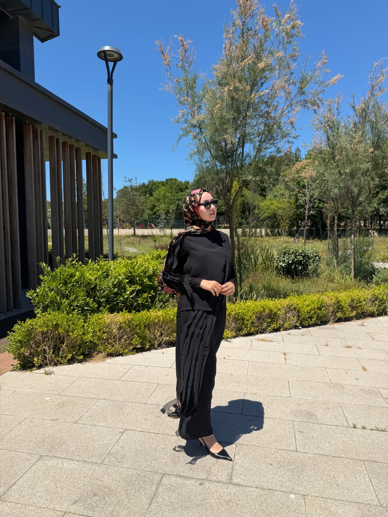 Şifon Detaylı Etek Bluz Takım
