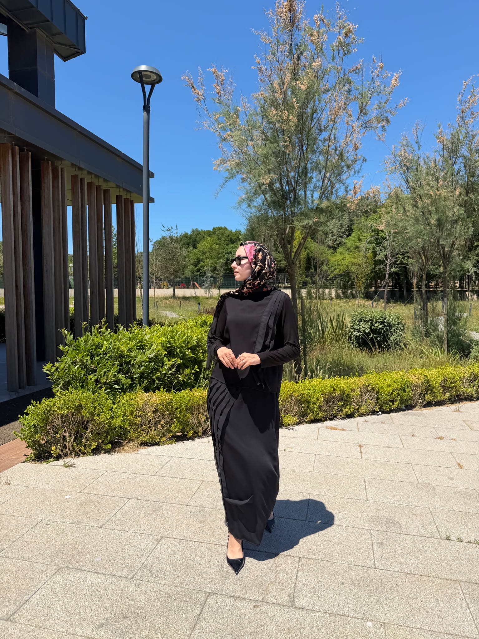 Şifon Detaylı Etek Bluz Takım