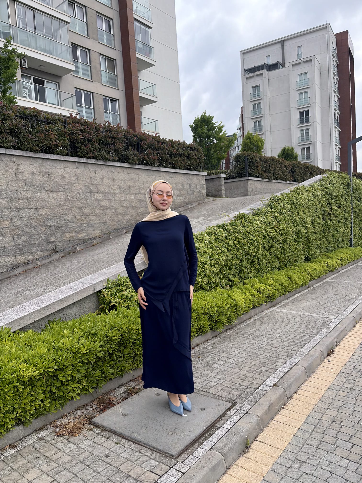 Şifon Detaylı Etek Bluz Takım