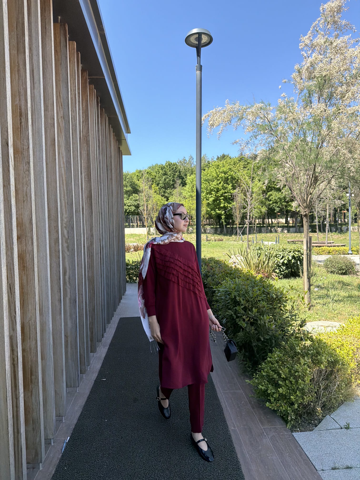 Katkat Şifon Parçalı Tesettür Tunik