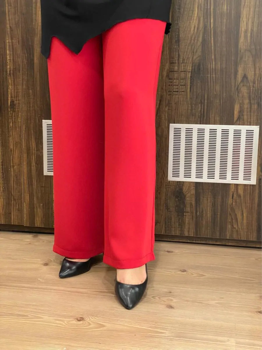 Beli Lastikli Bol Paça Kadın Pantolon