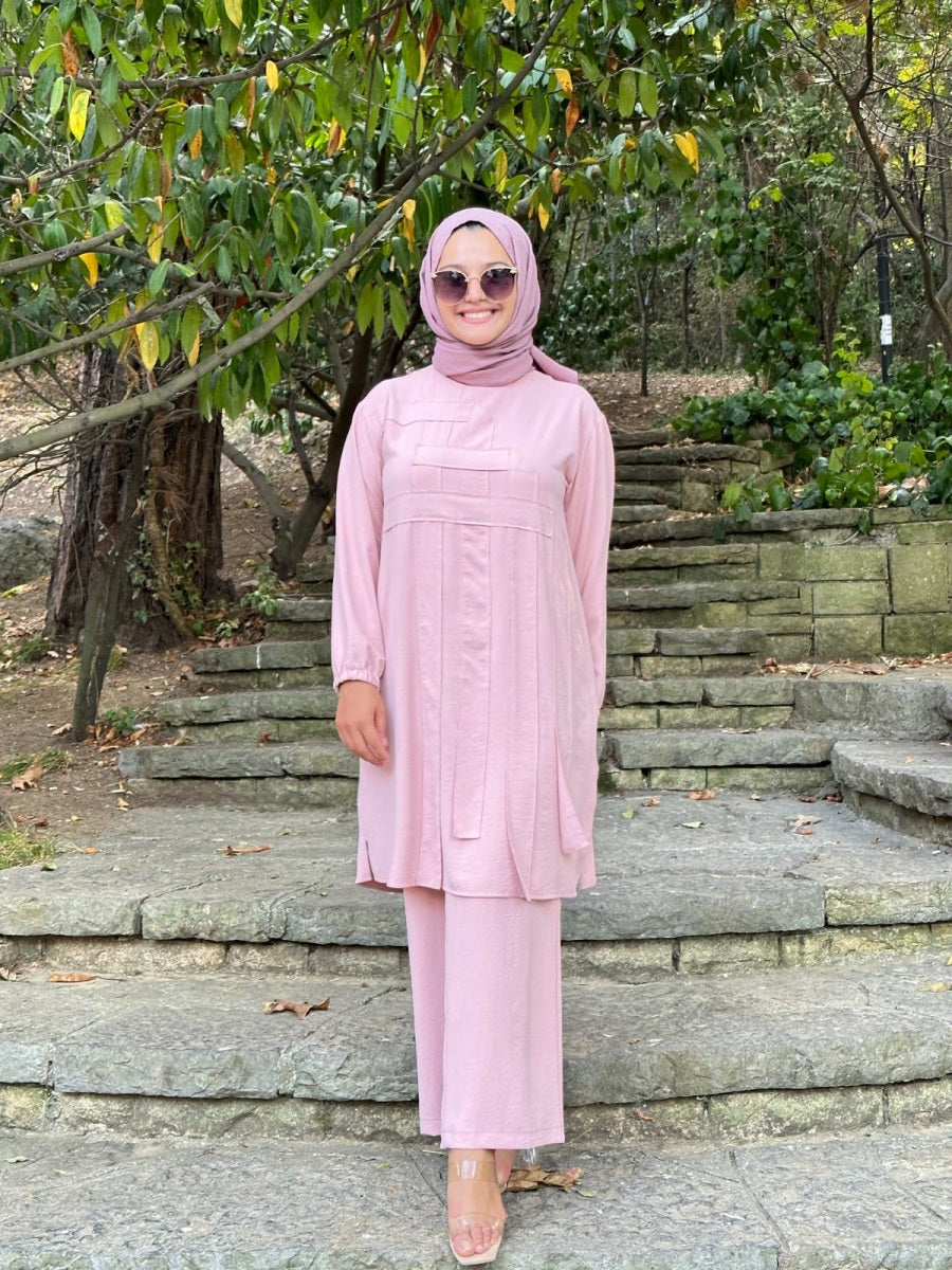 Geometrik Detaylı Tunik Pantolon Takım