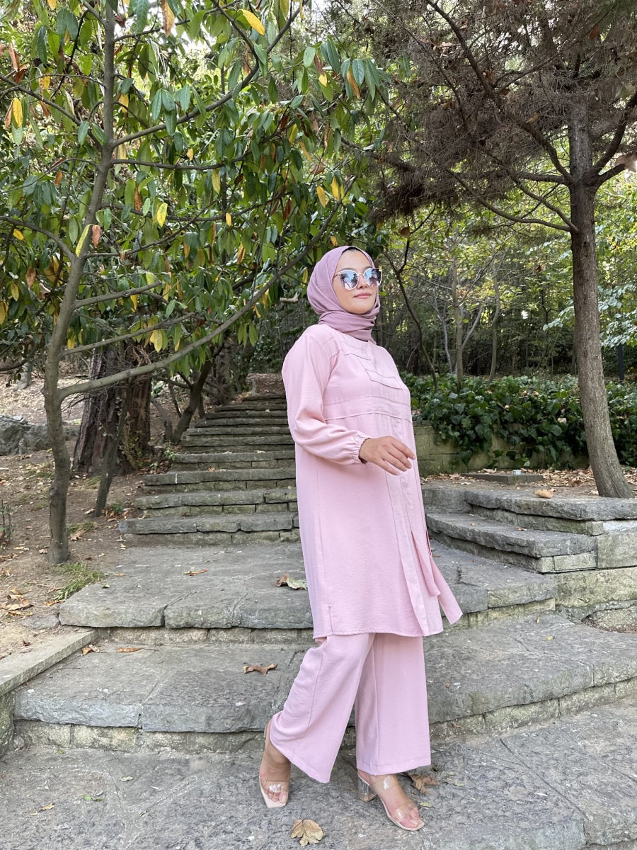 Geometrik Detaylı Tunik Pantolon Takım