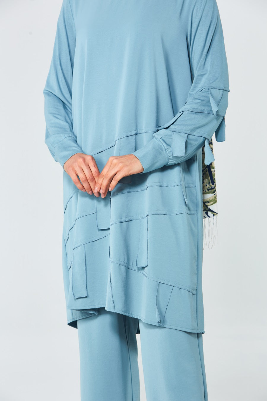 Çapraz Şeritli Tunik Pantolon Takım
