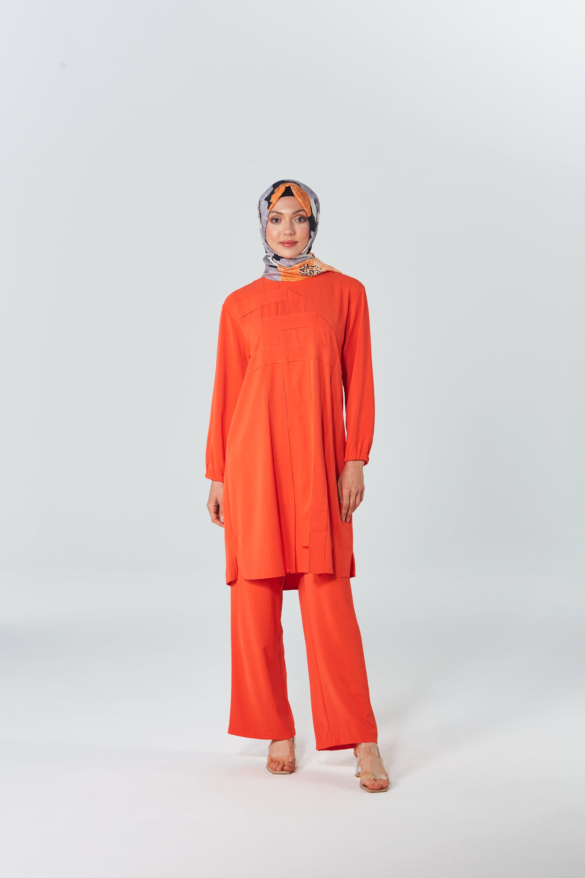 Geometrik Detaylı Tunik Pantolon Takım