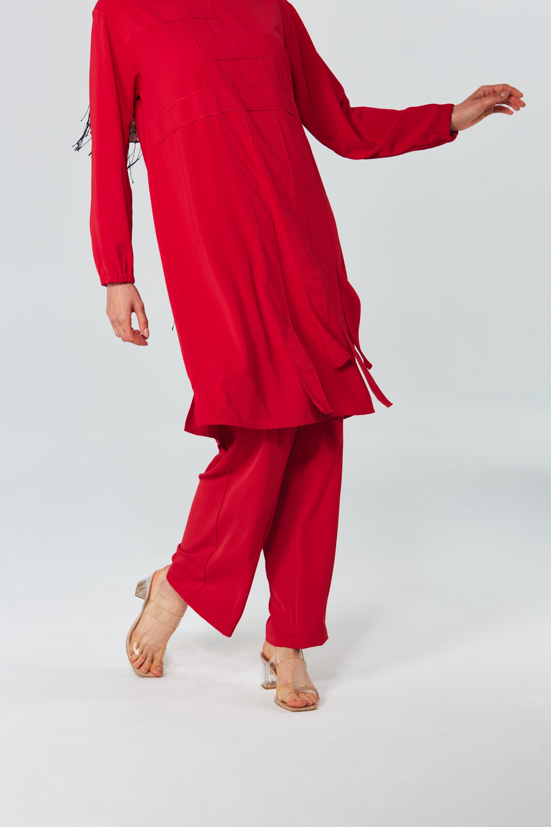 Geometrik Detaylı Tunik Pantolon Takım