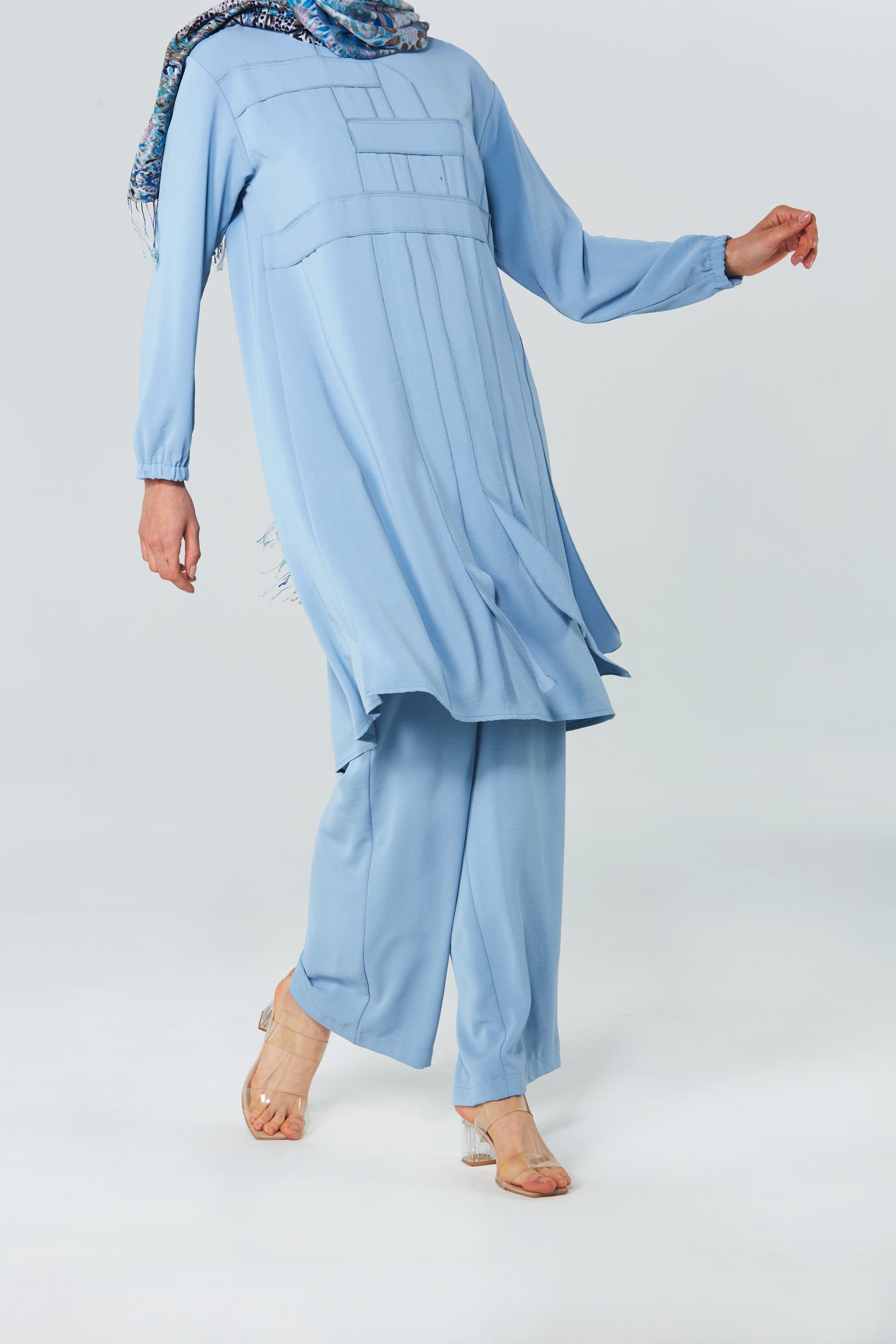 Geometrik Detaylı Tunik Pantolon Takım