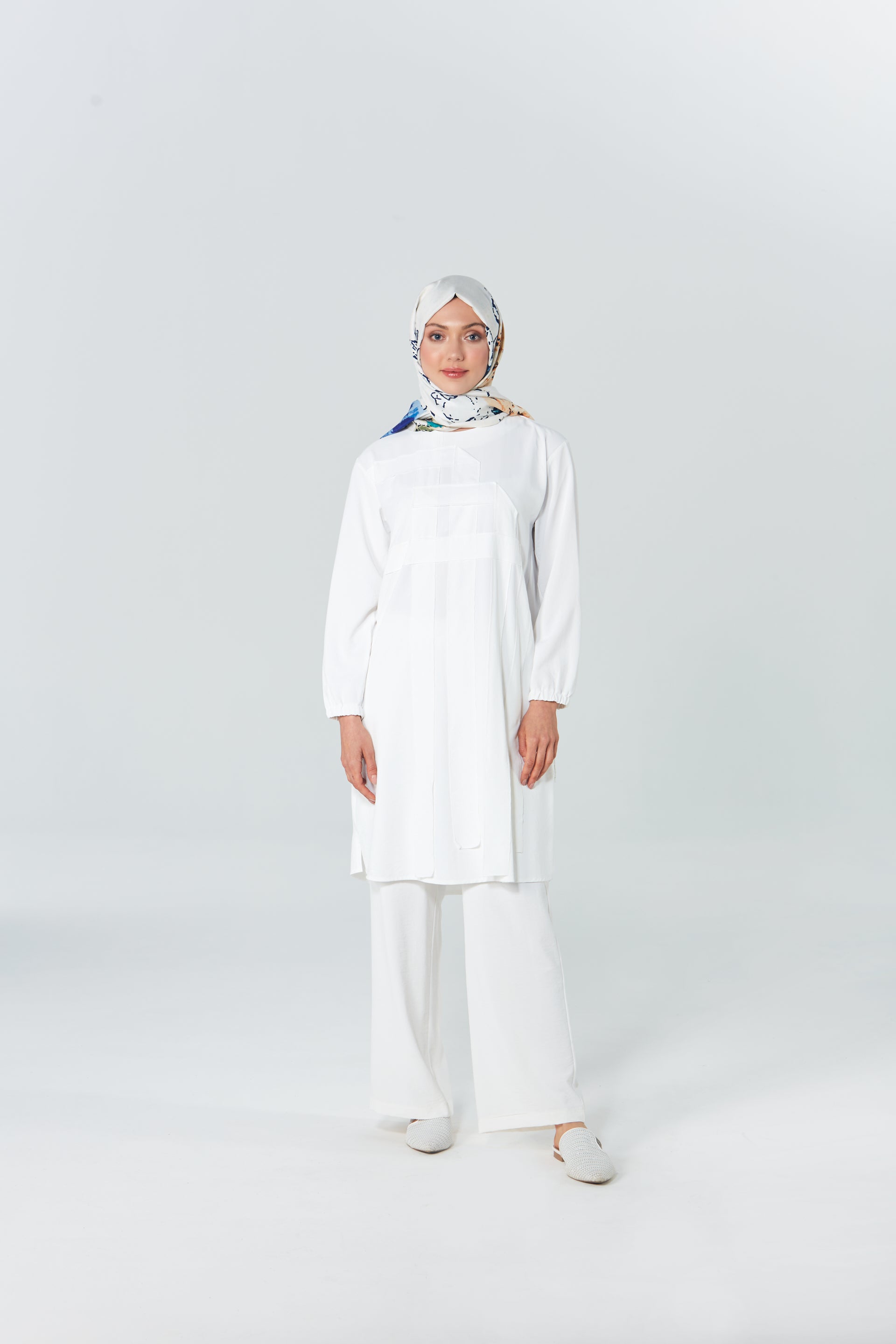 Geometrik Detaylı Tunik Pantolon Takım
