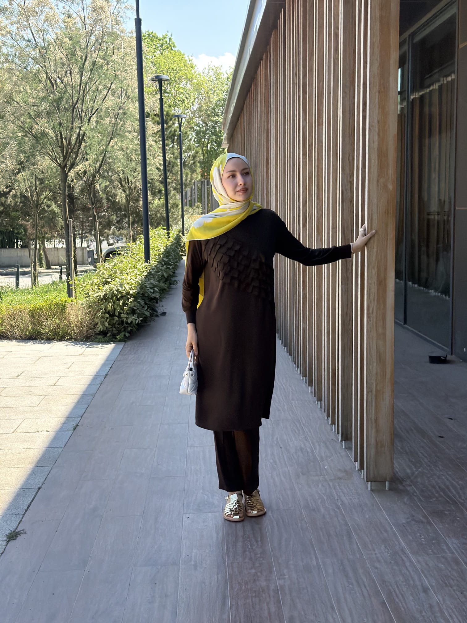 Katkat Şifon Parçalı Tesettür Tunik