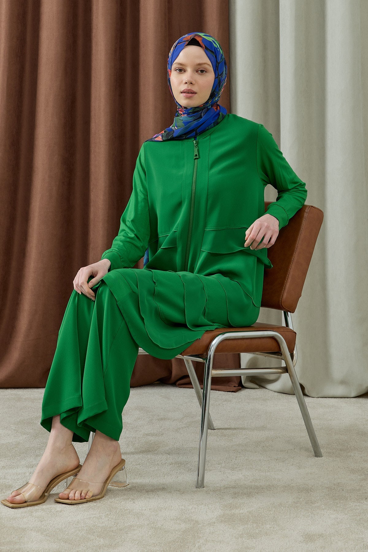 Kat Kat Şifon Detaylı Fermuarlı Tesettür Tunik Benetton