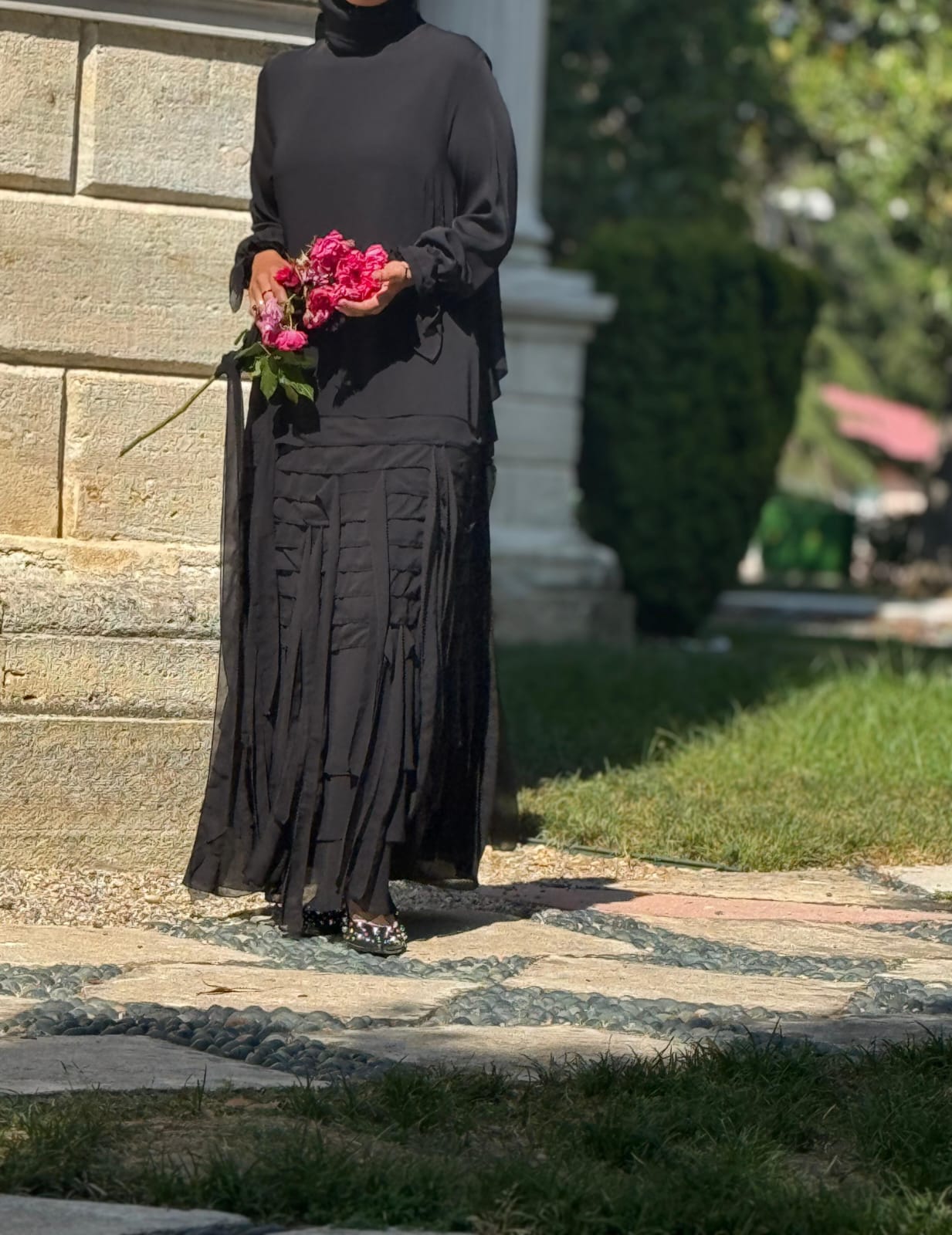 Kat Kat Volanlı Uzun Elbise