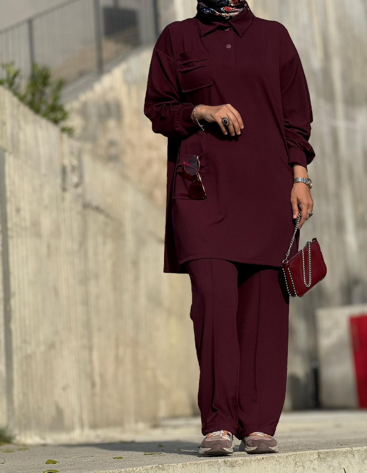 Cep Detaylı Tunik Pantolon Takım