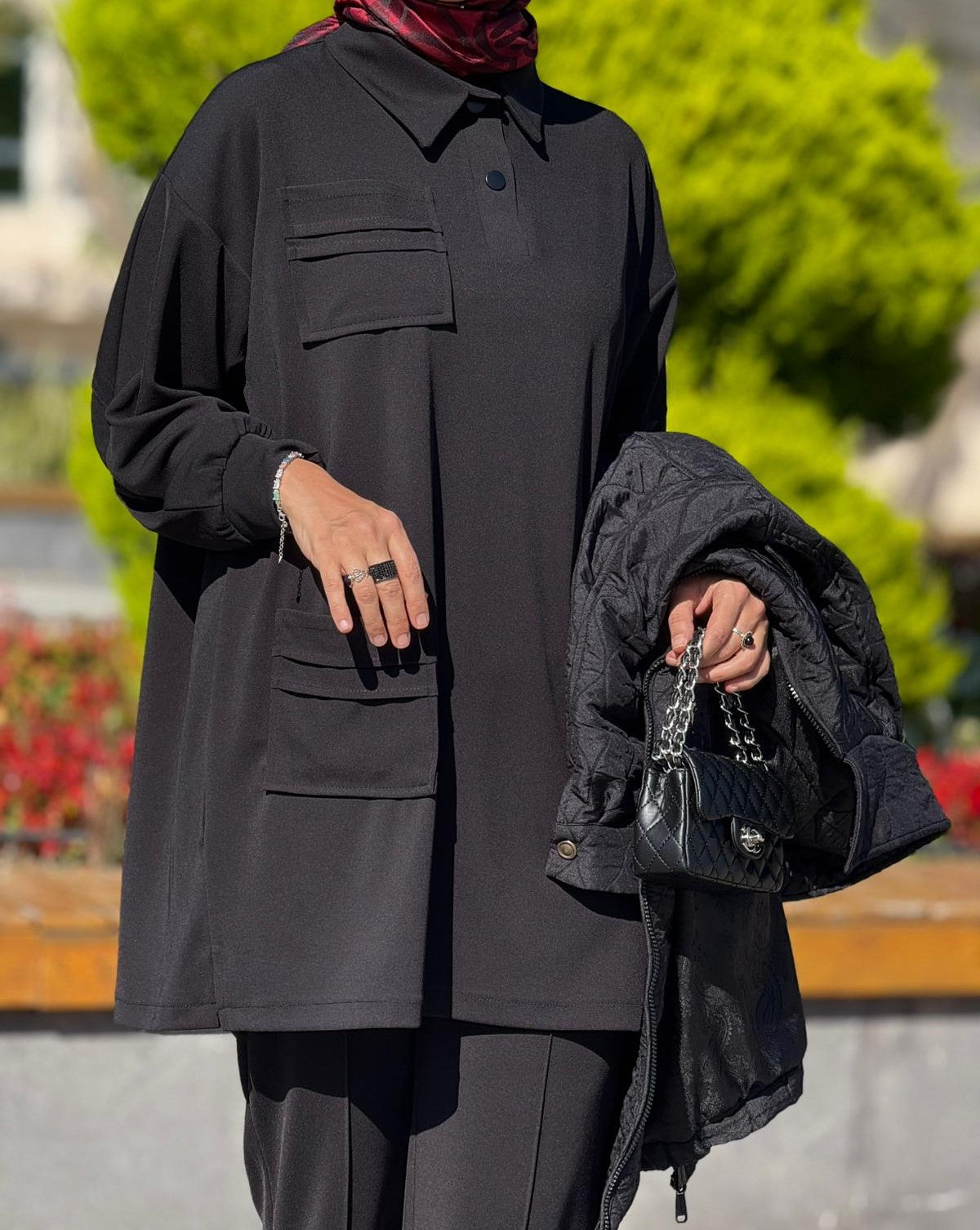 Cep Detaylı Tunik Pantolon Takım