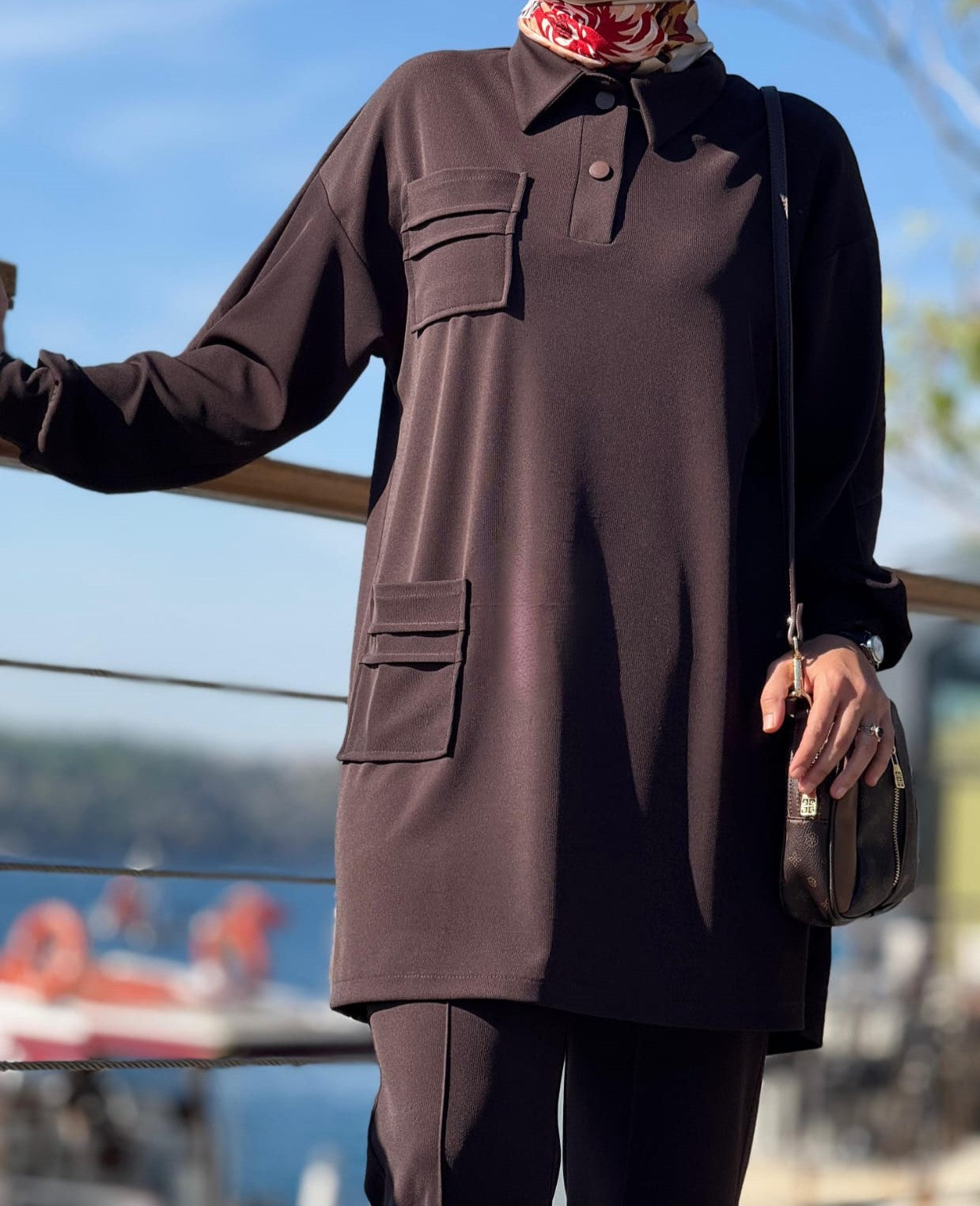 Cep Detaylı Tunik Pantolon Takım