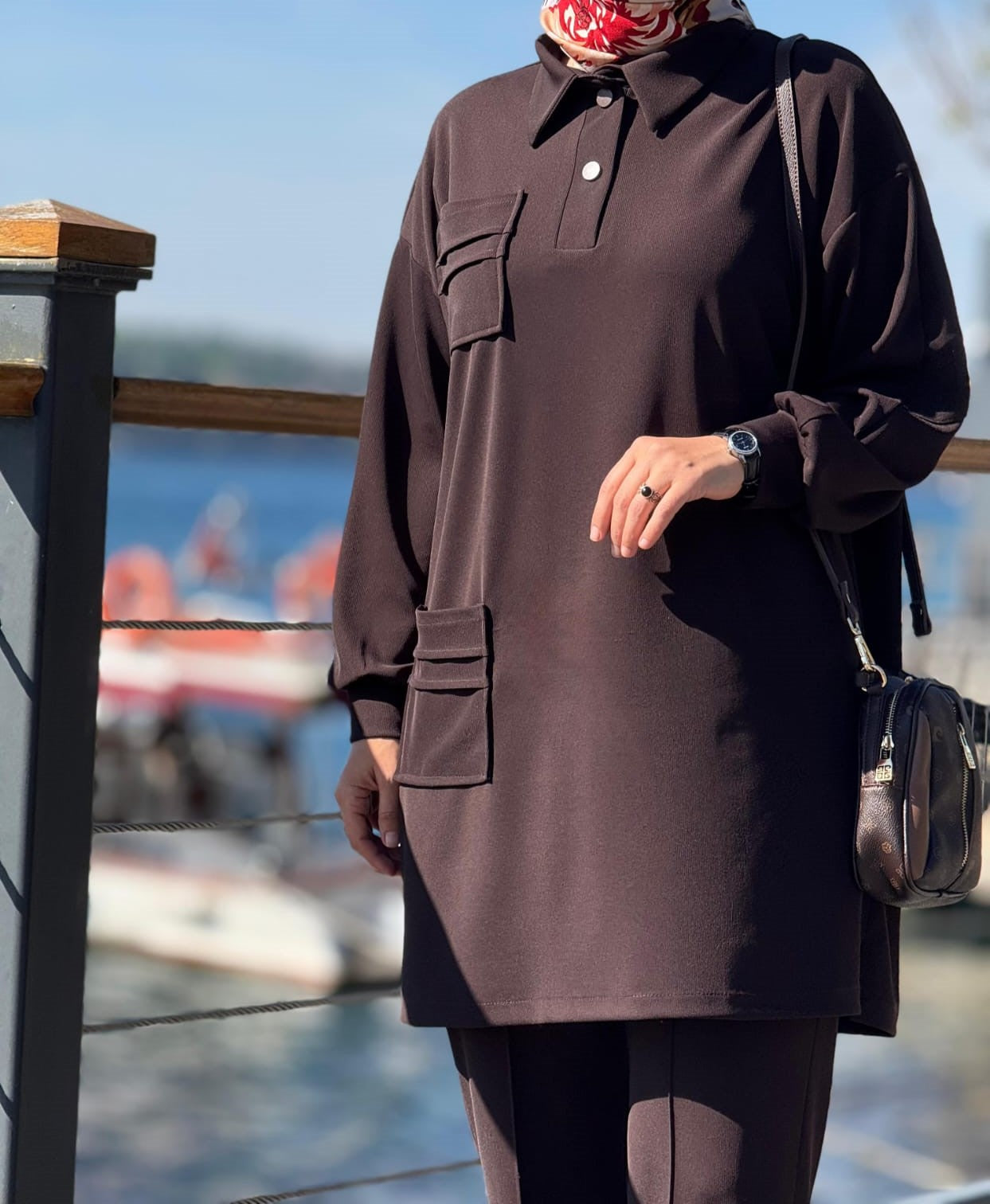 Cep Detaylı Tunik Pantolon Takım