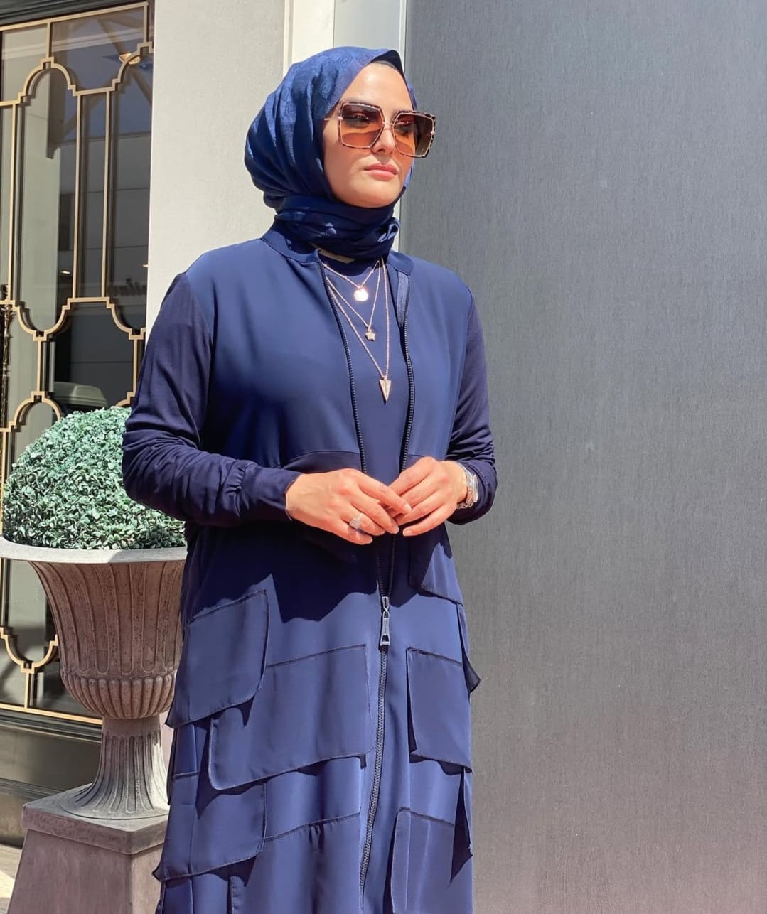 Fermuarlı Kat Kat Şifon Detaylı Ferace