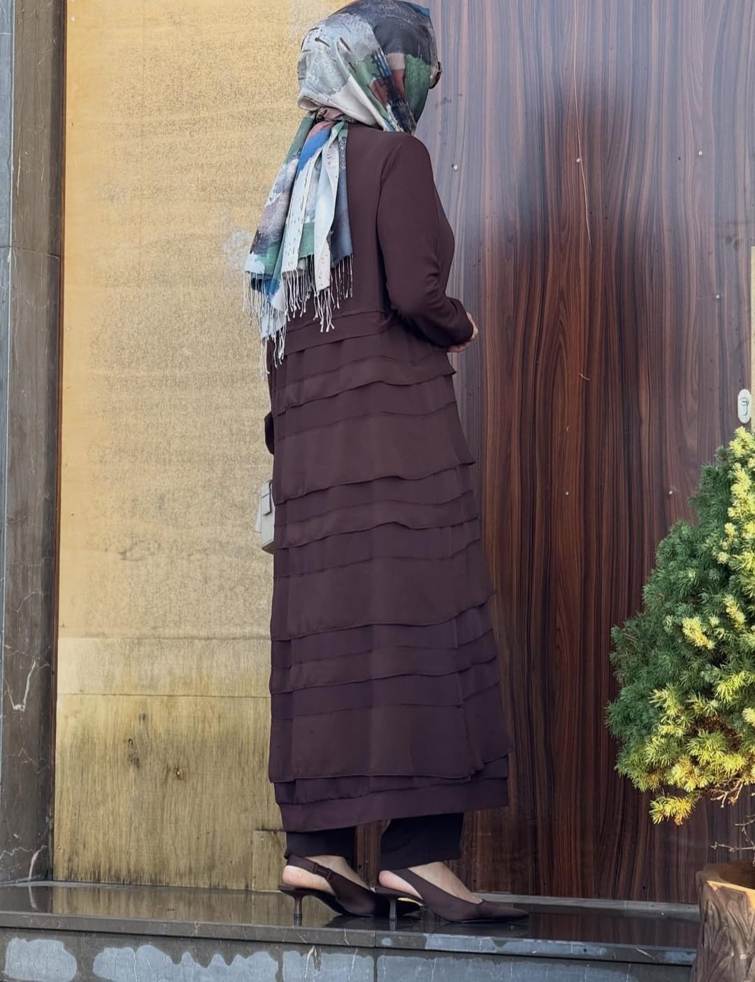 Fermuarlı Şifon Detaylı Ferace
