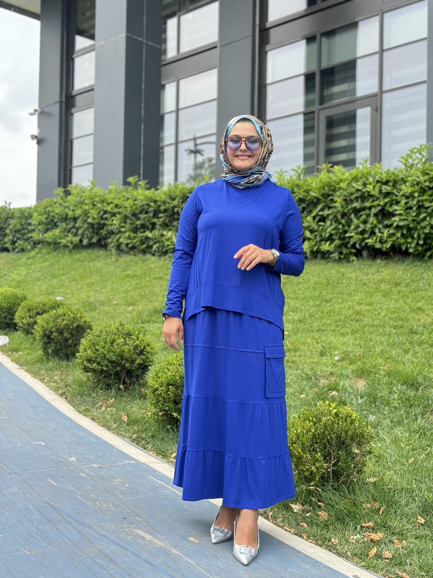 Asimetrik Kesim Etek Bluz Takım