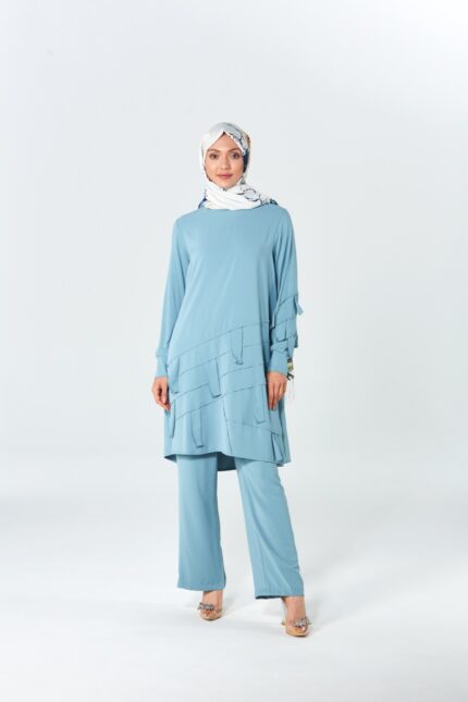 Çapraz Şeritli Tunik Pantolon Takım