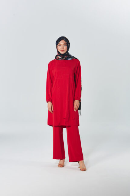 Geometrik Detaylı Tunik Pantolon Takım