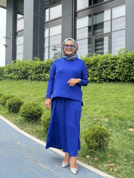 Asimetrik Kesim Etek Bluz Takım